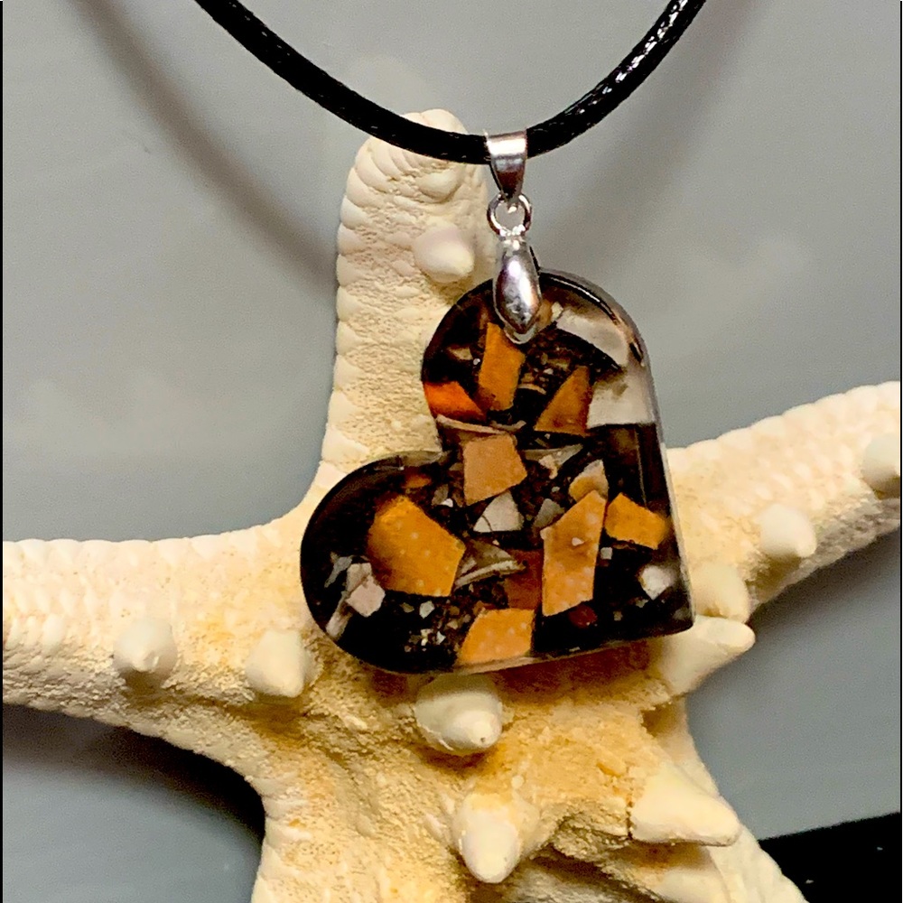 Dark Crab Shell Pendant with Necklace